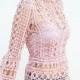 Pink Lace Top - Lace Tassel Top