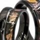 His & Hers 1.25 ct Natural Genuine Black Spinel Camo 3 pcs Surgical Stainless Steel Engagement Wedding Rings set