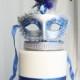 Masquerade, Venetian, Mask Cake Topper Royal Blue and Silver, Carnival