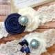Wedding garter SET / Navy / blue stone / You pick / wedding garters/ bridal  garter/  lace garter / toss garter / vintage