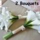 TWO Small Ivory Calla Lily Bridesmaid bouquet, Flower Girl Bouquet, Toss Bouquet