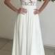 V-neck Cap Sleeves Sweep Train White Wedding Dress With Appliques WD002