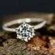 FOREVER ONE Moissanite Amy Certified 7mm/1.25 Carats Round Cut 14K White Gold Solitaire Engagement Ring (Bridal Wedding Set Available)