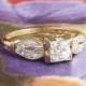 Art Deco Vintage 1930's Old European Cut Diamond Engagement Wedding Anniversary Two Tone 14k Gold