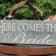 Rustic Distressed "Here comes the Bride" "Just Married" Double Sided Ring Bearer Flower Girl Wedding Sign Photo Prop Painted Wood