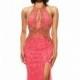 Watermelon Beaded Lace Gown by Johnathan Kayne - Color Your Classy Wardrobe
