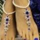 AZURE pearl crystal barefoot sandals - royal blue