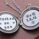 Hooked on You Necklace, Personalized Locket, Initials and Date Locket, Personalized Necklace, Anniversary date gift, Wife Gift, Quote Locket