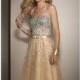 Champagne Embellished Strapless Gown by Clarisse - Color Your Classy Wardrobe