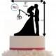 Custom Wedding Cake Topper Personalized Silhouette With  Initial - Keepsake - Couple Silhouette fishing - Groom and Bride - Topper