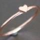 Heart Ring Solid 10K Rose Gold Band with Small Heart - PROMISE RING