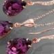 Amethyst Rose Gold Jewelry Set Purple Crystal Earrings&Necklace Set Swarovski Amethyst Rhinestone Jewelry Set Wedding Bridesmaids Jewelry