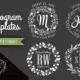 Wedding Monogram Templates - Wedding Initials Decorative Monograms - Monogram Design Template psd and ai files - INSTANT DOWNLOAD