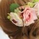 Bridal Hair crown, Bridal hair accessory, Bridal hairpiece blush flower, Bride wreath, Bridesmaid Rustic Vintage outdoor wedding woodland