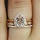 Limited Time Sale 1.50 carat Morganite and Diamond Trio Ring Set in 10k Rose Gold with One Engagement Ring and 2 Wedding Bands