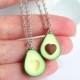 Green avocado bff friendship necklace pendant heart pit Valentines love bff gift bb present necklace best friend healthy food miniature