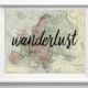 Instant Download, Wanderlust, Map Poster, Wanderlust Map,  Travel Map, Large map,Typography Art,Vintage Map Poster,Inspirational,Vintage Map