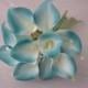 10 Teal White Center Calla Lilies Real Touch Flowers For Silk Wedding Bouquets, Centerpieces, Wedding Decorations