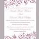 Wedding Invitation Template Download Printable Wedding Invitation Editable Purple Invitation Eggplant Wedding Invitation Elegant Invites DIY
