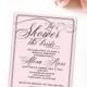 Let's Shower the Bride Pink and Black Elegant Bridal Shower Invitation Printable Digital