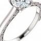 Platinum Solitaire setting, Engraved Side Engagement Ring, Platinum engagement ring setting, plain solitaire, custom Diamond or Gemstone