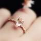 14k Rose Gold 6*8mm Oval Cut Morganite Engagement Ring Morganite Bridal Ring Birthstone  Anniversary Ring Handmade Ring