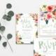 Floral wedding invitation suite watercolor wedding invitations custom invitation
