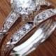 Diamond Art Deco Antique Vintage Style Engagement Ring 18k White Gold Handmade