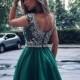Chic Turquoise / Hunter Homecoming Prom Dress - Short Scoop Cap Sleeves with Beading from Dressywomen