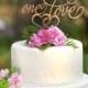 Wedding Cake Topper  Two Hearts One Love
