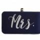 Monogrammed wedding purse/ Navy Blue minaudiere clutch /Something blue bridal purse /Personalized Gift for her/ Custom made purse