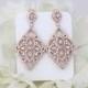 Rose Gold Earrings, Chandelier earrings, Art Deco earrings, Wedding earrings, Bridal earrings, Crystal earrings, Rose gold jewelry Statement