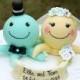 Custom wedding cake topper, octopus cake topper, personalized bride and groom, beach sea wedding