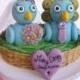 Peacock wedding cake topper, love bird cake topper, bride and groom birds in nest, personalized wedding