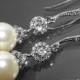 Pearl Bridal Earrings Pearl Chandelier Wedding Earrings Swarovski 10mm Pearl Drop CZ Earrings Ivory Pearl Dangle Earrings Bridesmaid Jewelry