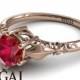Unique Engagement Ring 14K Red Gold Antique Ring Ruby - Reagan Unique Engagement Ring