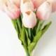 JennysFlowerShop Latex Real Touch 13'' Artificial Tulip 10 Stems Flower Bouquet for Home/Wedding Pink