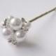 Swarovski Pearl Bobby Pins - Set of 5 with Beaded Silver Accent - HANNAH