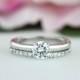 1/2 ctw Half Eternity Wedding Set, Solitaire Ring, Man Made Diamond Simulants, Engagement Ring, Promise Ring, Bridal Ring, Sterling Silver