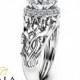 Unique Halo Engagement Ring 14K White Gold Engagement Ring 2 Carat Moissanite Halo Ring Art Deco Styled  Ring Filigree Ring