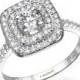 Square Engagement Ring, Diamond Ring, White Gold Ring, 14k Ring, Engagement Band, Band Ring, Prong Ring, Wedding Ring, Bridal Jewelry