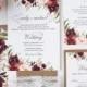 Fall Wedding Invitations - Burgundy & Blush - Wedding Invitations - Rustic Burgundy Script Collection Sample Set