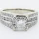APPRAISED Estate Princess Cut Diamond Bridge Engagement Ring 14k White Gold- 1.00ctw/ Bride, Bridal, Wedding