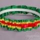 Rasta Wedding Garter in Red, Yellow and Green Satin with Tailored Bow