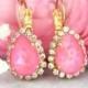 Pink Earrings, Neon Crystal Earrings,Pink Drop Swarovski Earrings, Hot Pink Bridesmaids Earrings,Pink Bridal Earrings,Gift for Woman