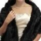 Faux Fux Stole, Bridal fur shrug, black faux fur stole, faux fur wrap, faux fur shawl bridal wrap