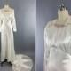 Vintage 1940s Wedding Dress / SATIN STAR / 40s Bias Cut Dress / 1930s Art Deco Ivory Satin & Lace Gown / Size Small to Medium