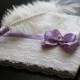 Purple & White SignIn Book and Ostrich Feather Violet Pen  Wedding Guest Books with Pen Set  Reception Journal  Empty pages guest book