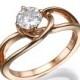 Rose Gold Engagement Ring, 14k Rose Gold, Diamond Ring, Natural Diamond, Art Deco Ring, Curved Ring, Promise Ring, Prong Ring, Rings