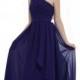 Royal Blue Bridesmaid Dress, One Shoulder Floor-Length Chiffon Bridesmaid Dress With Ruffle